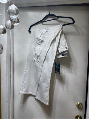 Distressed White Skinny Jeans - Unbranded